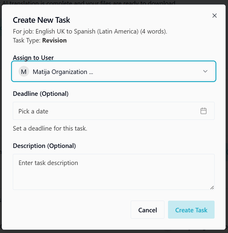 Add task dialog